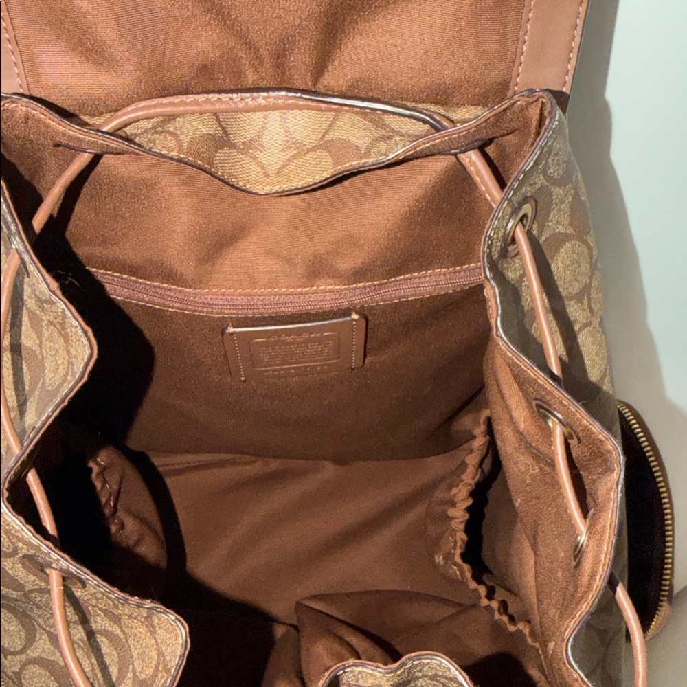 Coach Tan and Brown Signature Backpack - Picture 5 of 8